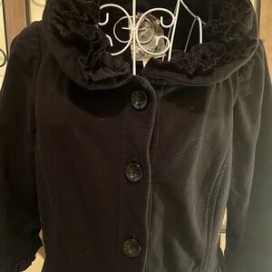 Nick & Mo Elegant Black Ruffled Blazer